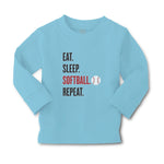 Baby Clothes Eat. Sleep. Softball. Repeat. Sports Ball Boy & Girl Clothes Cotton - Cute Rascals