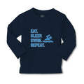 Baby Clothes Eat. Sleep. Swin. Repeat. Sports Swimmer Swimming Water Cotton