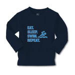 Baby Clothes Eat. Sleep. Swin. Repeat. Sports Swimmer Swimming Water Cotton - Cute Rascals