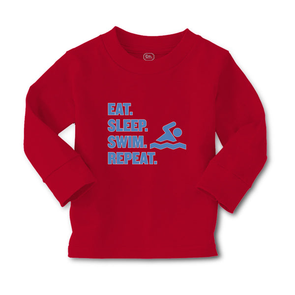 Baby Clothes Eat. Sleep. Swin. Repeat. Sports Swimmer Swimming Water Cotton - Cute Rascals
