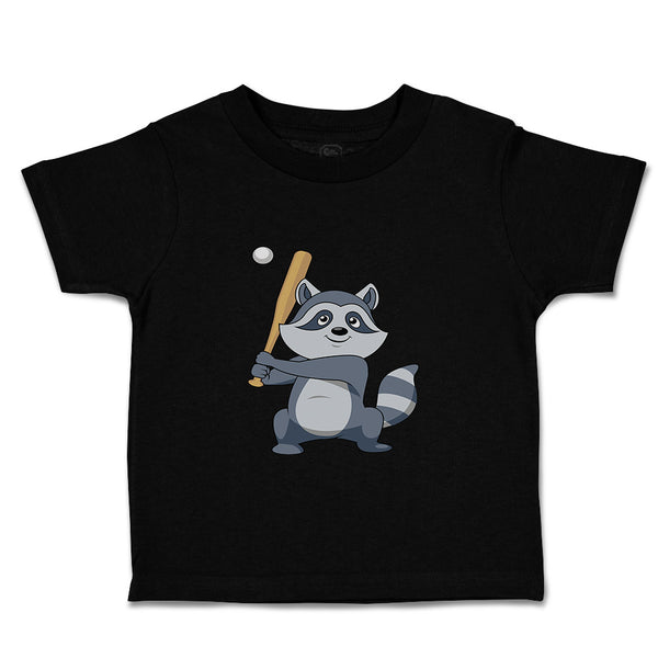 Toddler Clothes Raccoon Baseball Player Funny Humor Toddler Shirt Cotton