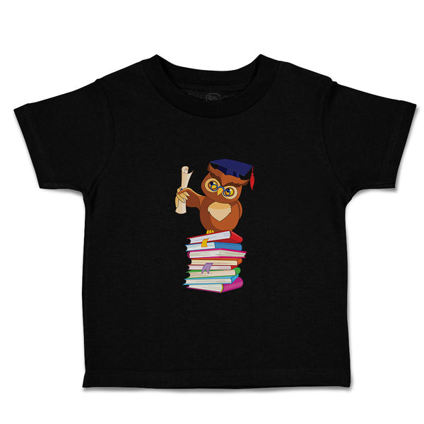 Toddler Clothes Owl Professor on Bunch of Books Animals Funny Toddler Shirt