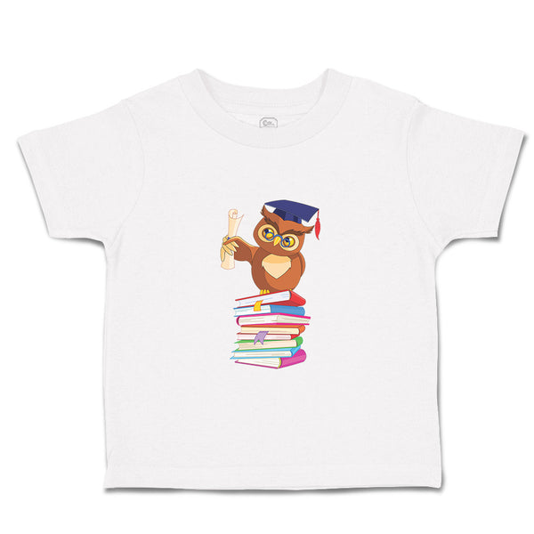 Toddler Clothes Owl Professor on Bunch of Books Animals Funny Toddler Shirt