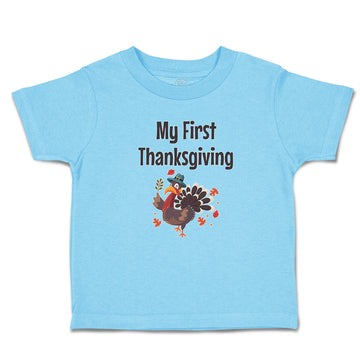 Toddler Clothes Thanksgiving Day Turkey Bird in Pilgrim Hat Holds Leaves Cotton