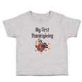 Toddler Clothes Thanksgiving Day Turkey Bird in Pilgrim Hat Holds Leaves Cotton