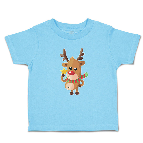 Toddler Clothes Merry Christmas Cute Deer Wearing Scarf and Holding Star Cotton