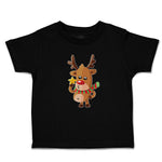 Toddler Clothes Merry Christmas Cute Deer Wearing Scarf and Holding Star Cotton