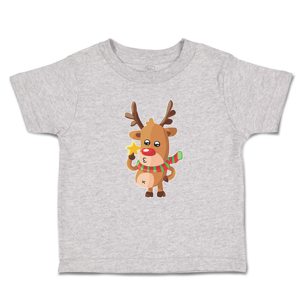 Toddler Clothes Merry Christmas Cute Deer Wearing Scarf and Holding Star Cotton