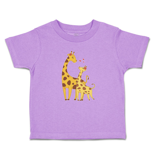 Toddler Clothes Giraffe's Love for Her Baby with Flowers on Their Ears Cotton