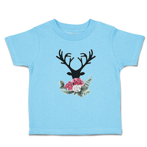 Toddler Clothes Abstract Flowers Silhouette Deer Head with Horns Toddler Shirt