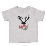 Toddler Clothes Abstract Flowers Silhouette Deer Head with Horns Toddler Shirt