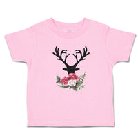 Toddler Clothes Abstract Flowers Silhouette Deer Head with Horns Toddler Shirt