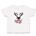 Abstract Flowers Silhouette Deer Head with Horns