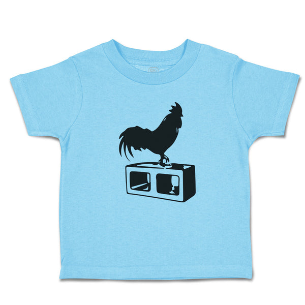 Toddler Clothes Black Silhouette of A Rooster Standing on 1 Leg Toddler Shirt
