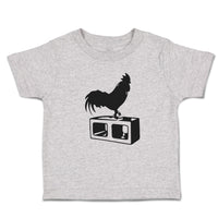 Toddler Clothes Black Silhouette of A Rooster Standing on 1 Leg Toddler Shirt