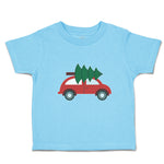 Toddler Clothes Red Car and Green Christmas Tree on Roof Toddler Shirt Cotton