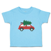 Toddler Clothes Red Car and Green Christmas Tree on Roof Toddler Shirt Cotton