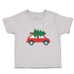 Toddler Clothes Red Car and Green Christmas Tree on Roof Toddler Shirt Cotton