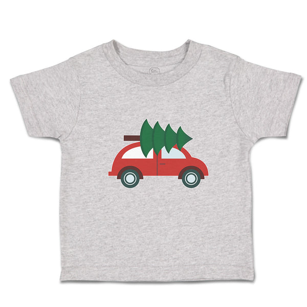 Toddler Clothes Red Car and Green Christmas Tree on Roof Toddler Shirt Cotton