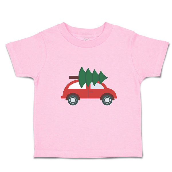 Toddler Clothes Red Car and Green Christmas Tree on Roof Toddler Shirt Cotton