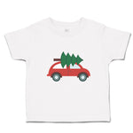 Toddler Clothes Red Car and Green Christmas Tree on Roof Toddler Shirt Cotton