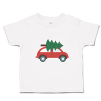 Toddler Clothes Red Car and Green Christmas Tree on Roof Toddler Shirt Cotton
