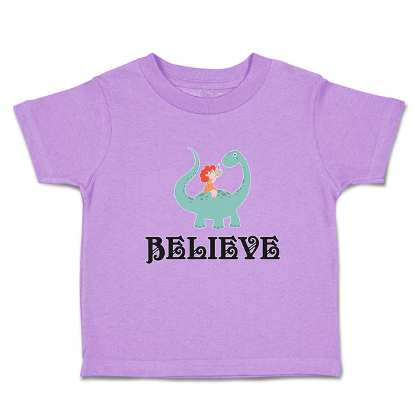 Believe A Girl Sitting on An Cute Baby Brontosaurus Dinosaur