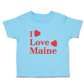 Toddler Clothes I Love Maine with Red Hearts Toddler Shirt Baby Clothes Cotton