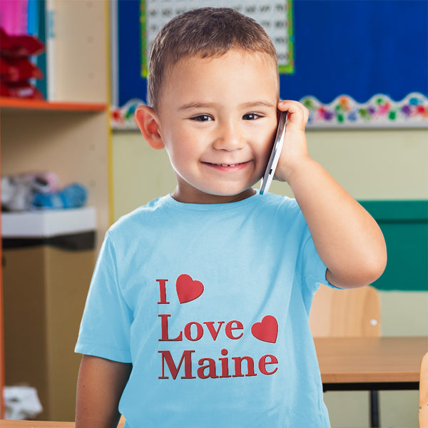 I Love Maine with Red Hearts