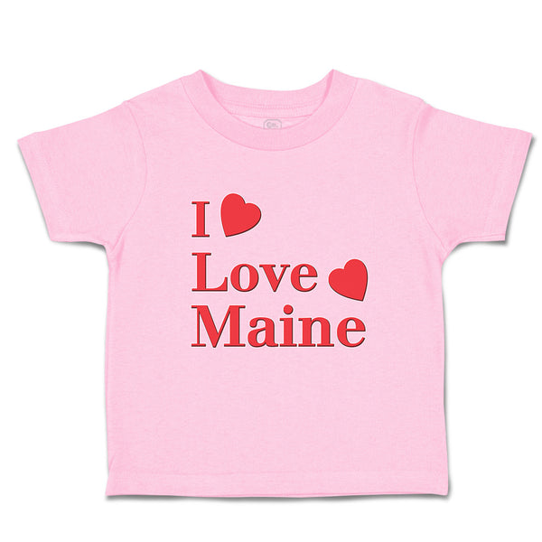 Toddler Clothes I Love Maine with Red Hearts Toddler Shirt Baby Clothes Cotton