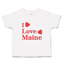 Toddler Clothes I Love Maine with Red Hearts Toddler Shirt Baby Clothes Cotton