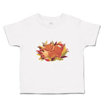 Sleeping Fox on Autumn Bushy Leaves and Flower