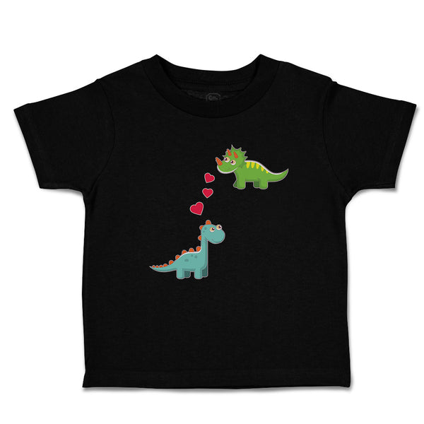 Triceratops and Brontosaurus Dinosaur's Love with Lovely Hearts