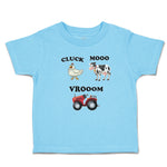 Toddler Clothes Cluck Mooo Vrooom with Farmer Tractor, Hen and Cow Toddler Shirt