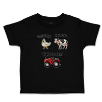 Toddler Clothes Cluck Mooo Vrooom with Farmer Tractor, Hen and Cow Toddler Shirt