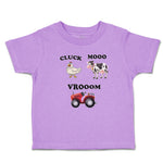 Toddler Clothes Cluck Mooo Vrooom with Farmer Tractor, Hen and Cow Toddler Shirt
