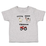 Toddler Clothes Cluck Mooo Vrooom with Farmer Tractor, Hen and Cow Toddler Shirt