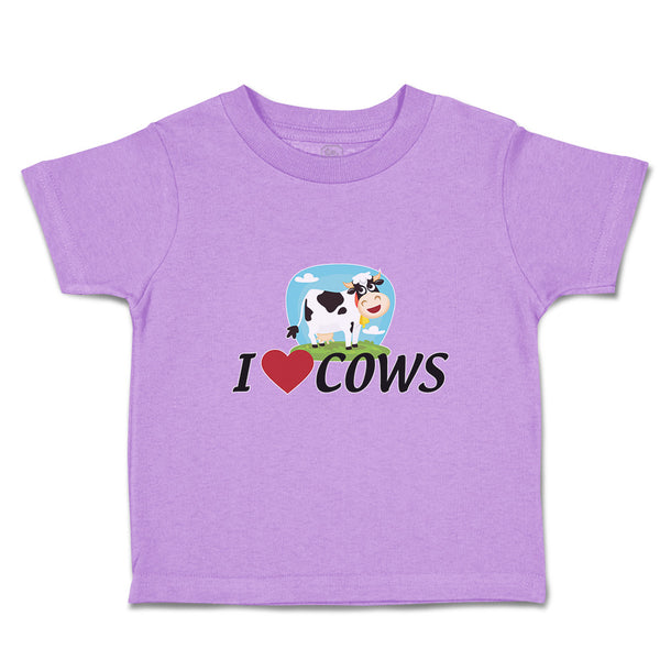 Toddler Girl Clothes I Love Cows with Heart Domestic Animal Toddler Shirt Cotton