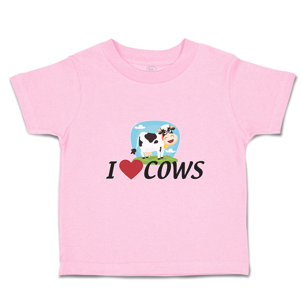 Toddler Girl Clothes I Love Cows with Heart Domestic Animal Toddler Shirt Cotton