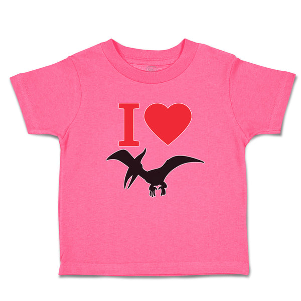 An Flying Silhouette Pterodactyl Dinosaur with Red Heart