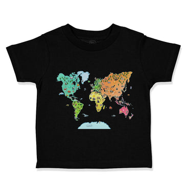 Toddler Clothes Map of Animals Around The World Toddler Shirt Cotton