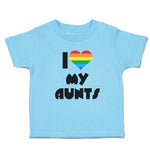 Toddler Clothes I Love My Aunts with Colourful Rainbows in Heart Shape Cotton