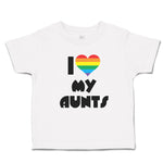 Toddler Clothes I Love My Aunts with Colourful Rainbows in Heart Shape Cotton