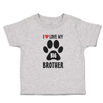 Cute Toddler Clothes I Love My Big Brother with Dog Black Paw Footprint Cotton