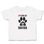 Cute Toddler Clothes I Love My Big Brother with Dog Black Paw Footprint Cotton