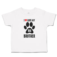 Cute Toddler Clothes I Love My Big Brother with Dog Black Paw Footprint Cotton
