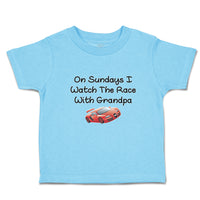 Toddler Clothes On Sundays I Watch The Race with Grandpa Toddler Shirt Cotton