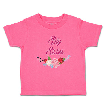 Toddler Girl Clothes Big Sister with Wreath of Flowers Toddler Shirt Cotton