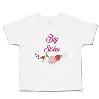 Toddler Girl Clothes Big Sister with Wreath of Flowers Toddler Shirt Cotton