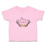 Toddler Girl Clothes Big Sister with Wreath of Flowers and Deer Horns Cotton